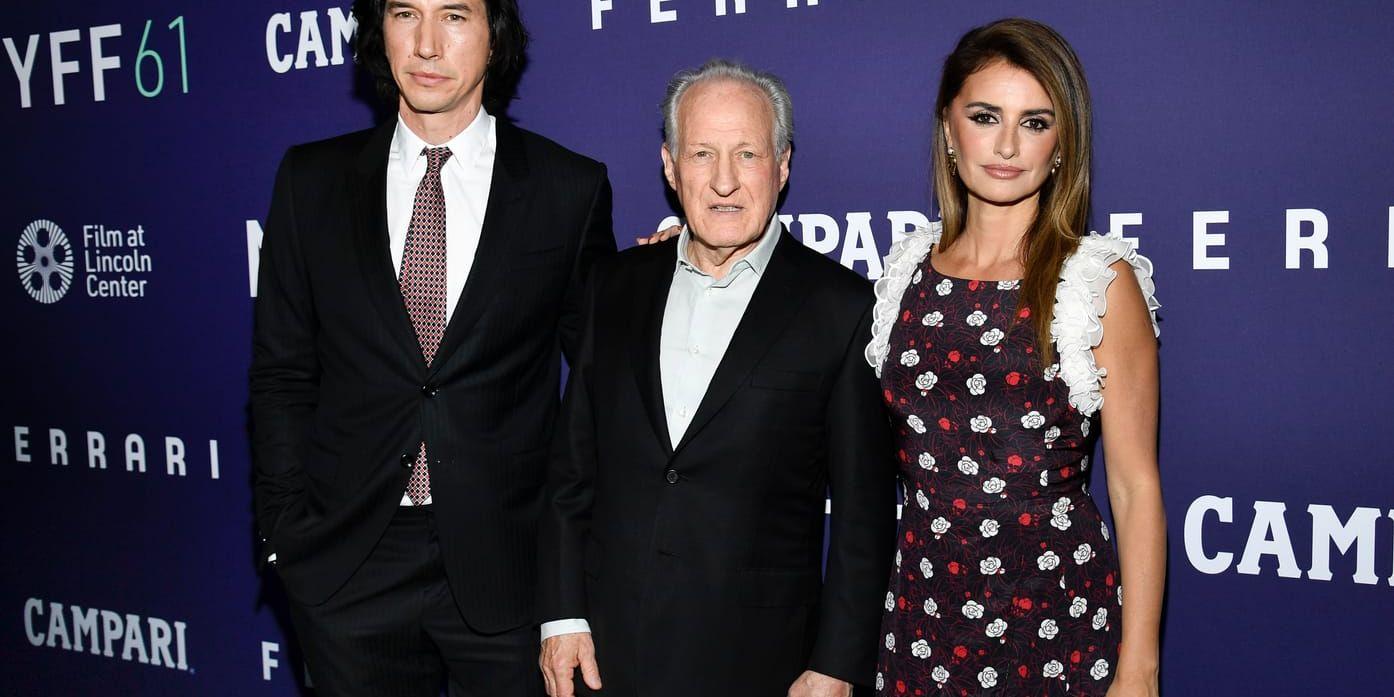 Michael Mann (i mitten) tillsammans med Adam Driver och Penelope Cruz i oktober i New York. Arkivbild.